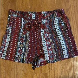 Red and yellow pattern shorts